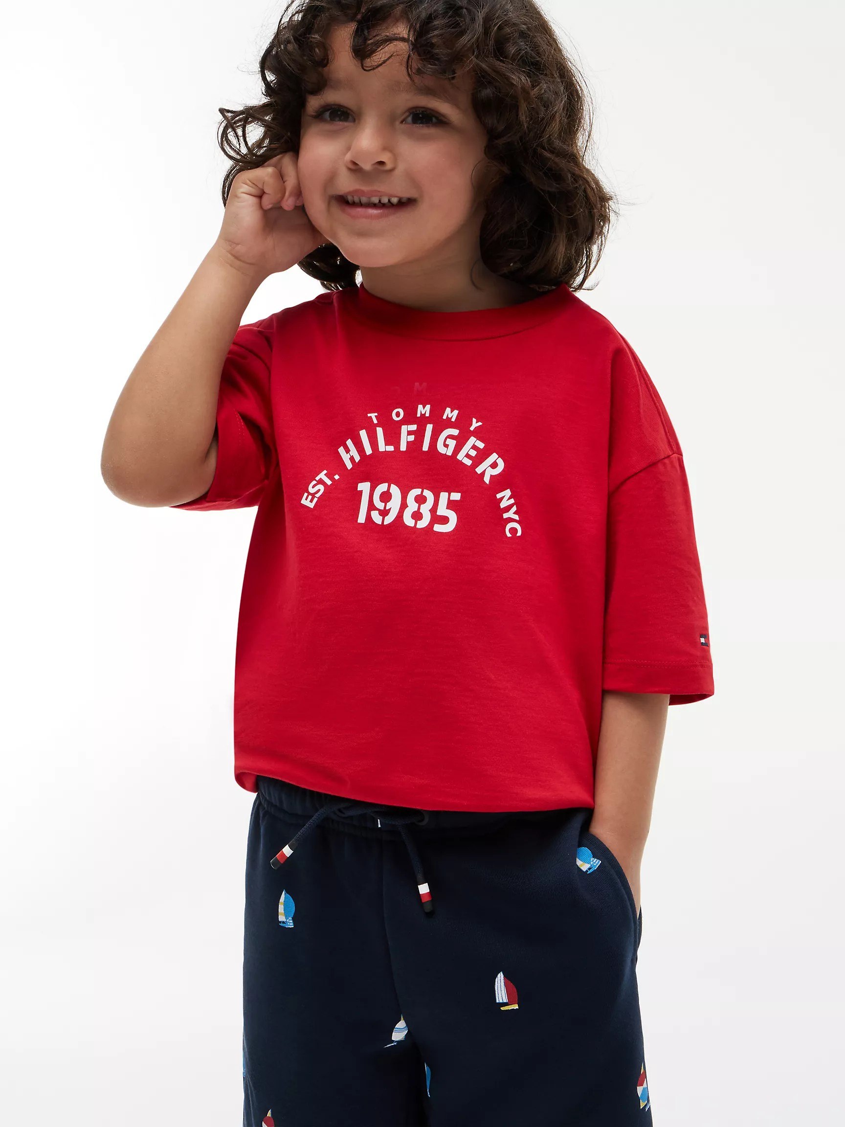 Kids' Nautical Logo T-Shirt & Short Set-Primary Red - Image 6