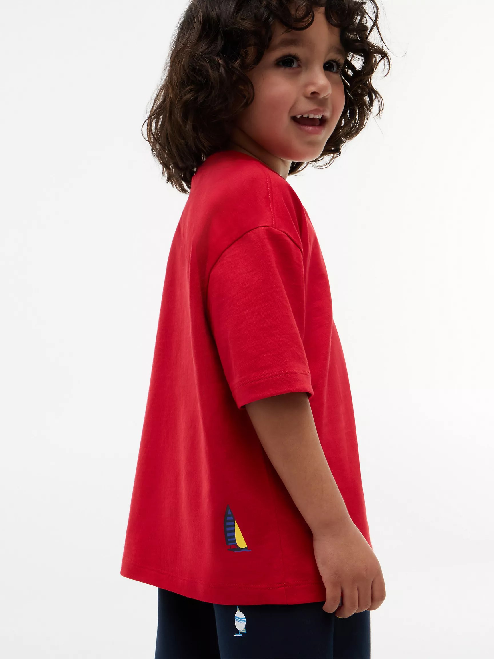 Kids' Nautical Logo T-Shirt & Short Set-Primary Red - Image 7