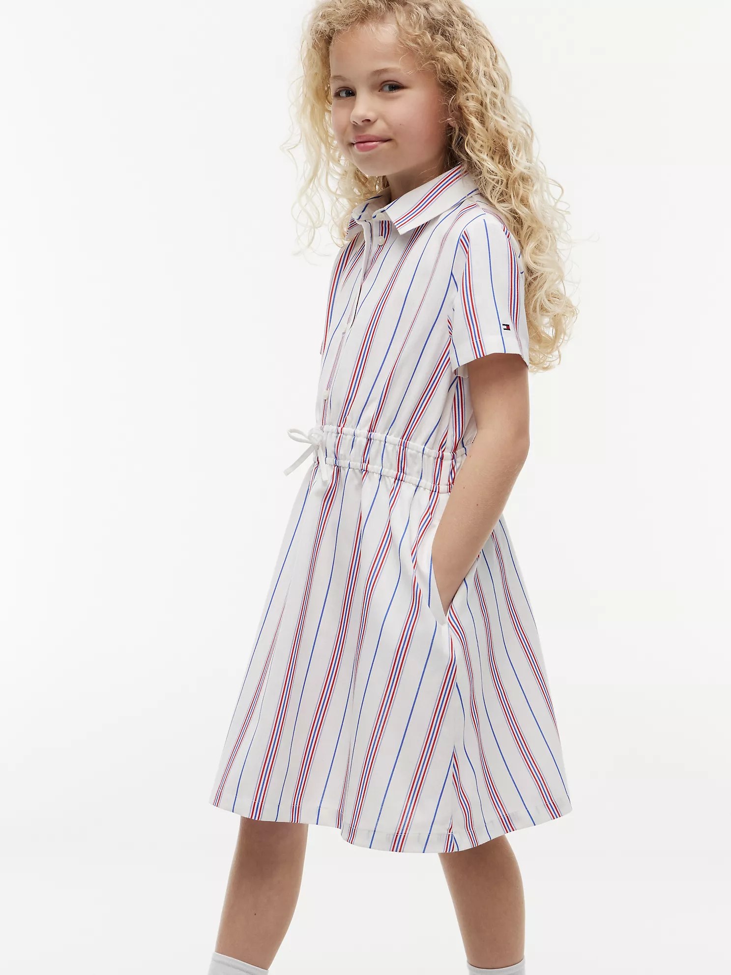 Kids' Stripe Shirtdress-Ecru - Image 2