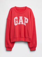 Kids Oversized Wedge French Terry Sweatshirt-Red Rose Bush