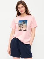 EveryWear Crew-Neck Logo-Graphic T-Shirt-Pink Sky