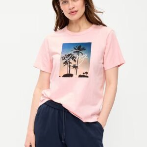 EveryWear Crew-Neck Logo-Graphic T-Shirt-Pink Sky