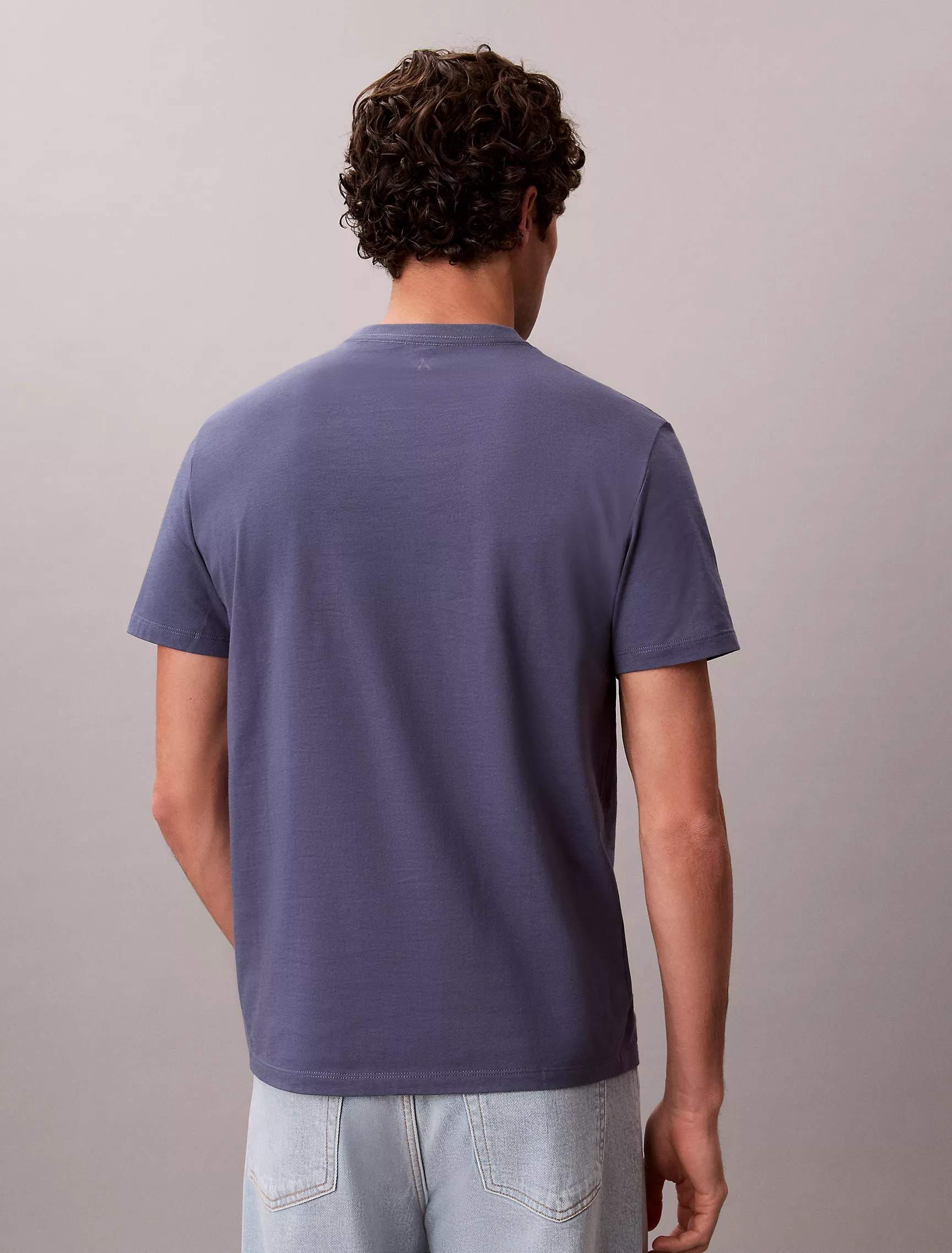 Embroidered Calligraphy Easy Tee-Blue Nomad - Image 3