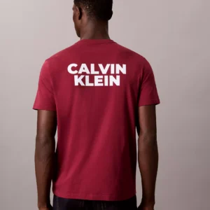 All Caps Calvin Klein Logo Tee-Rhododendron