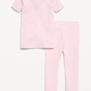 Snug-Fit Ribbed Pajama Set for Toddler & Baby-Blush On You
