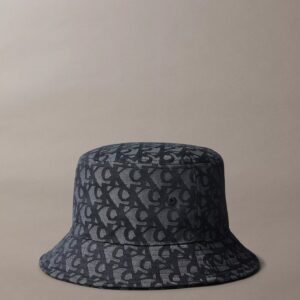 Allover Monogram Jacquard Bucket Hat-Black