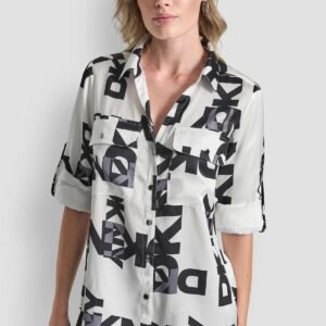 LOGO ROLL TAB SHIRT-White/Black