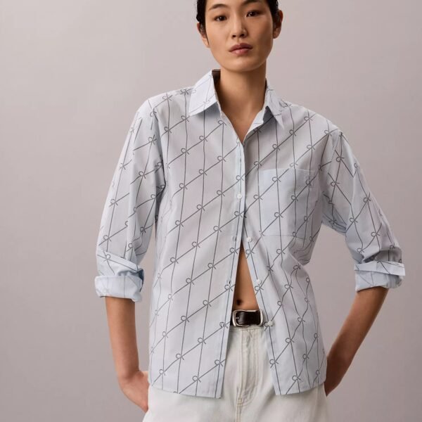 Cotton Poplin Relaxed Button-Down Shirt-Ballad Blue