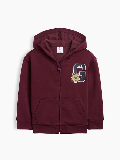 babyGap Relaxed Brannan Bear Logo Zip Hoodie-Tuscan Red - Image 2