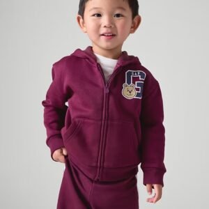 babyGap Relaxed Brannan Bear Logo Zip Hoodie-Tuscan Red