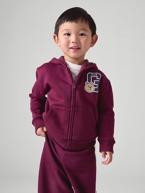 babyGap Relaxed Brannan Bear Logo Zip Hoodie-Tuscan Red