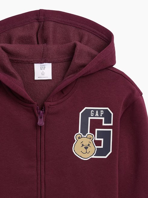 babyGap Relaxed Brannan Bear Logo Zip Hoodie-Tuscan Red - Image 3