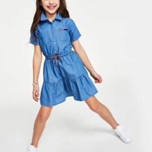 Big Girls Denim Shirt Dress-Highline Wash