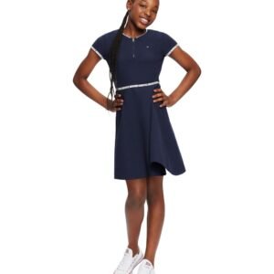 Toddler Girls Quarter Zip Dress-Navy Blazer
