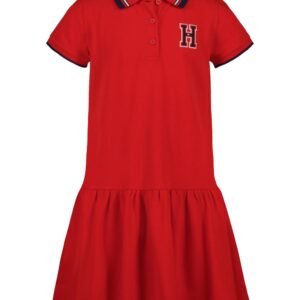 Girls’ 7-16 Short-Sleeve Polo Dress-Tommy Red