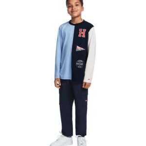 Boys’ 8-20 Color-Block Logo Long-Sleeve T-Shirt-Navy Blazer
