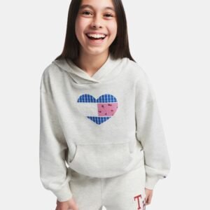 Girls’ 7-16 Long-Sleeve Hoodie -Oat Heather