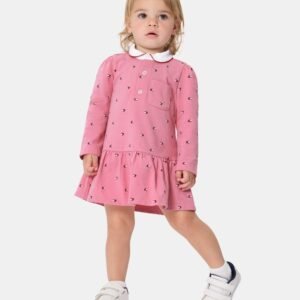 Baby Girls’ Long-Sleeve Dress and Bloomers, 2-Piece Set-Sea Pink