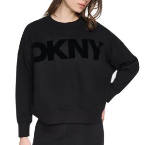 Flocked Varsity Logo Sweatshirt-Black/Black