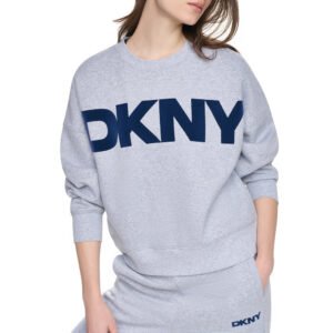 Flocked Varsity Logo Sweatshirt-Pearl Grey Heather/Peacoat