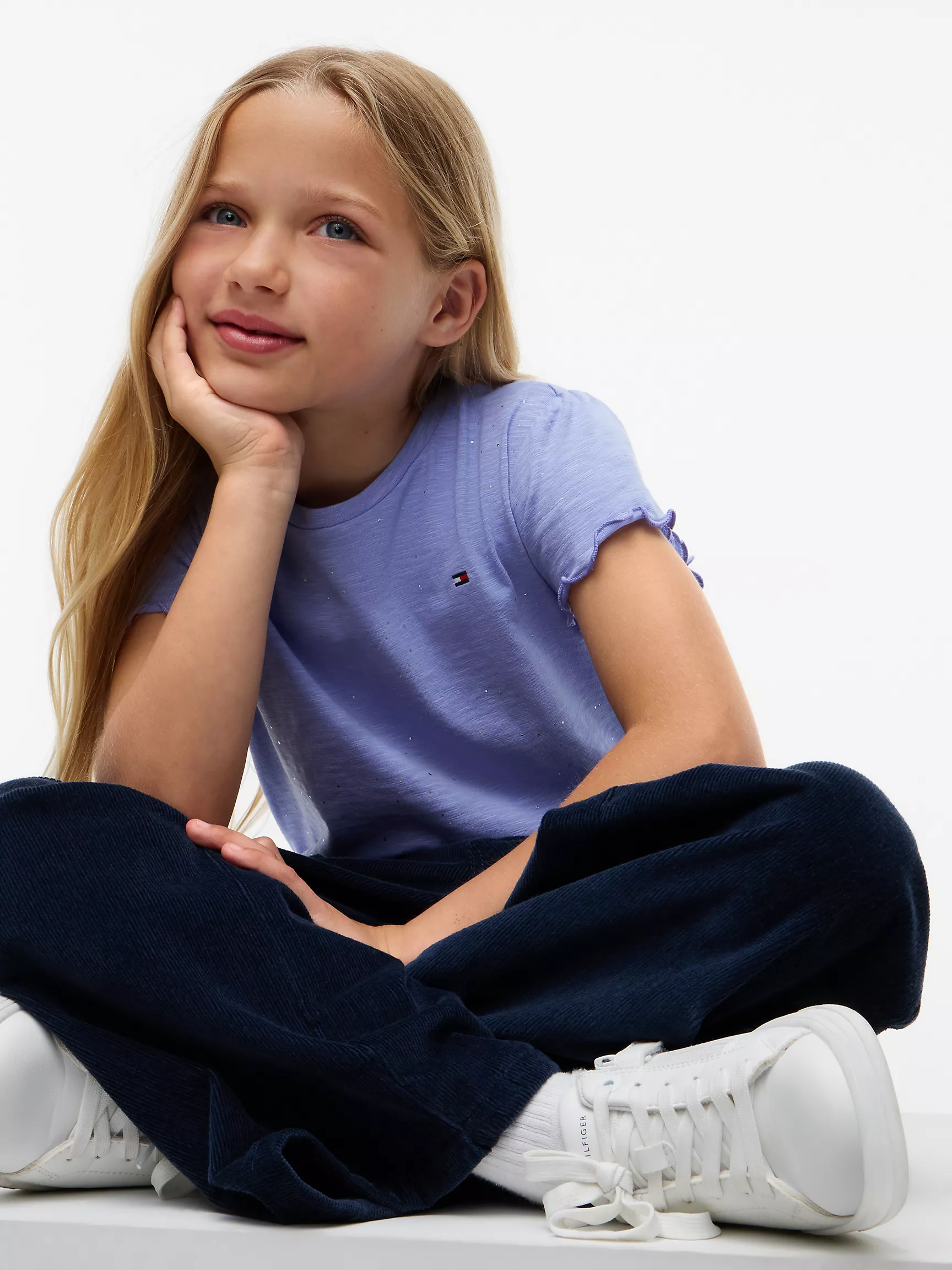 Kids' Sparkle Ruffle-Sleeve Top-Vintage Iris - Image 2