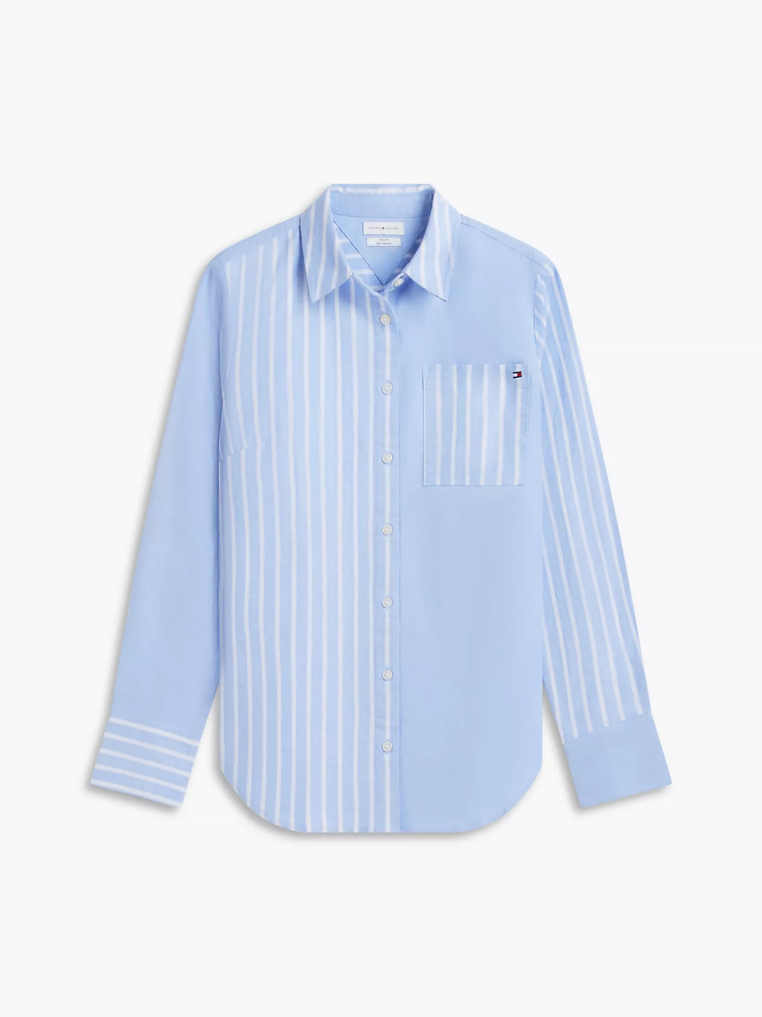 Mixed-Stripe Stretch Oxford Shirt-Blue Spell - Image 4