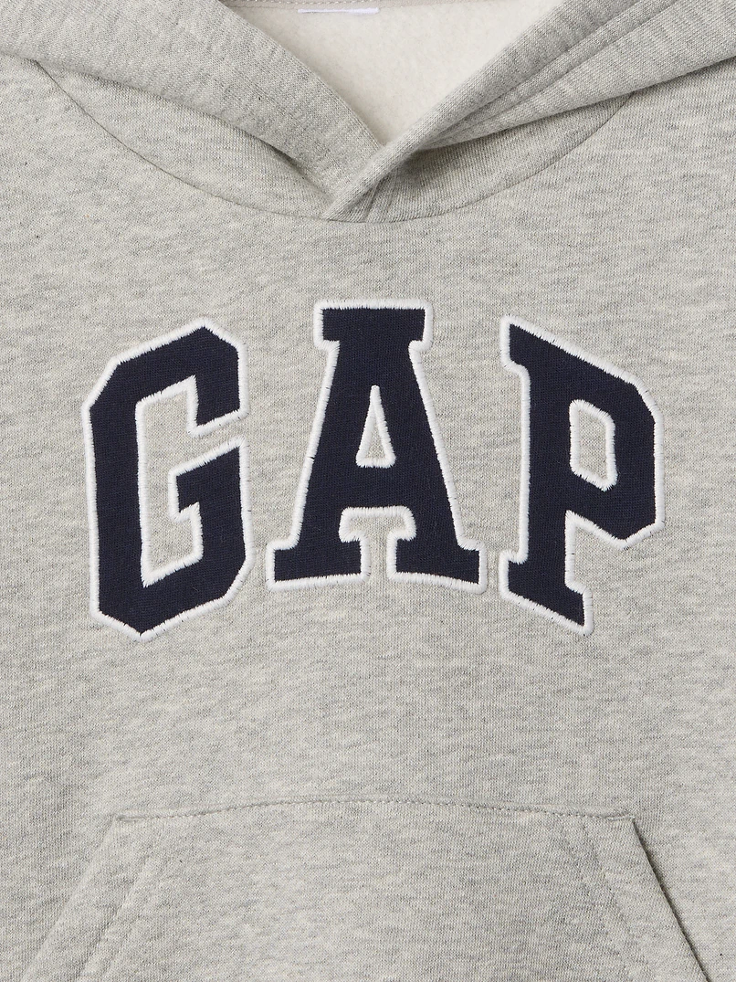 babyGap Relaxed Logo Hoodie-Gray And White Marl - Image 3