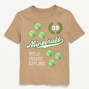 Minecraft™ Gender-Neutral Graphic T-Shirt for Kids-Build Create Explore