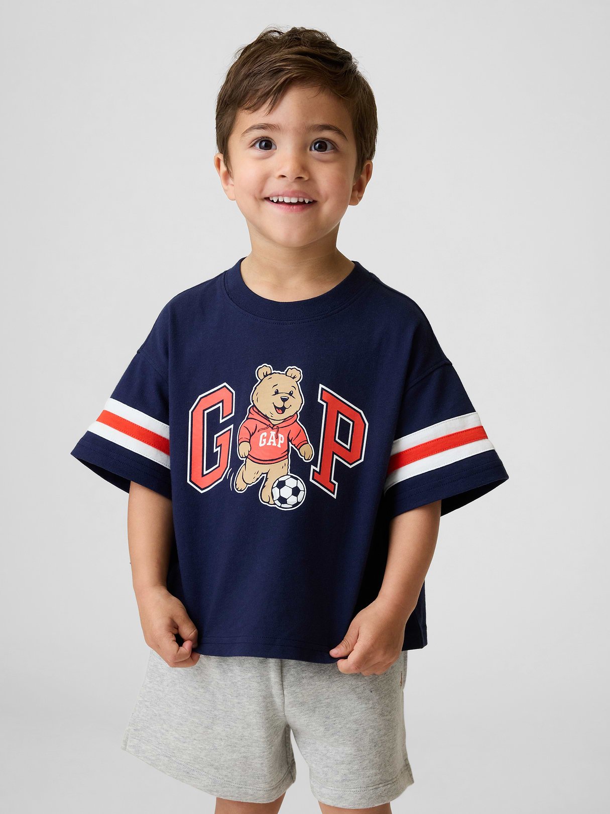 Baby & Toddler Oversized Brannan Bear Varsity Graphic Logo T-Shirt-Navy Uniform