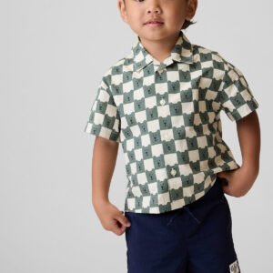 Baby & Toddler Organic Cotton Poplin Print Shirt-Green