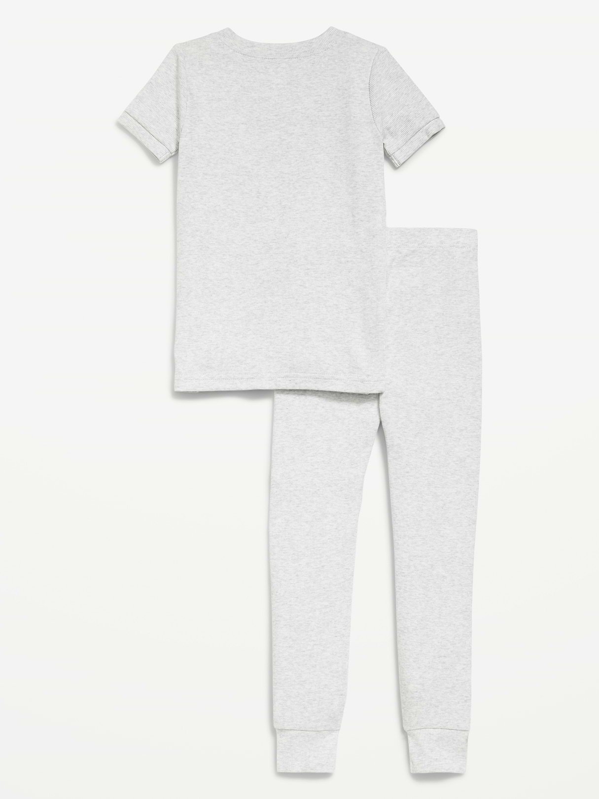 Snug-Fit Ribbed Pajama Set for Toddler & Baby-Light Heather Gray
