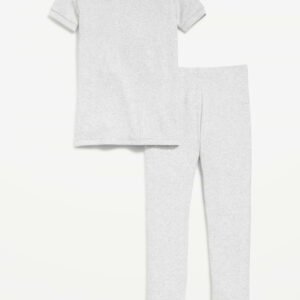 Snug-Fit Ribbed Pajama Set for Toddler & Baby-Light Heather Gray