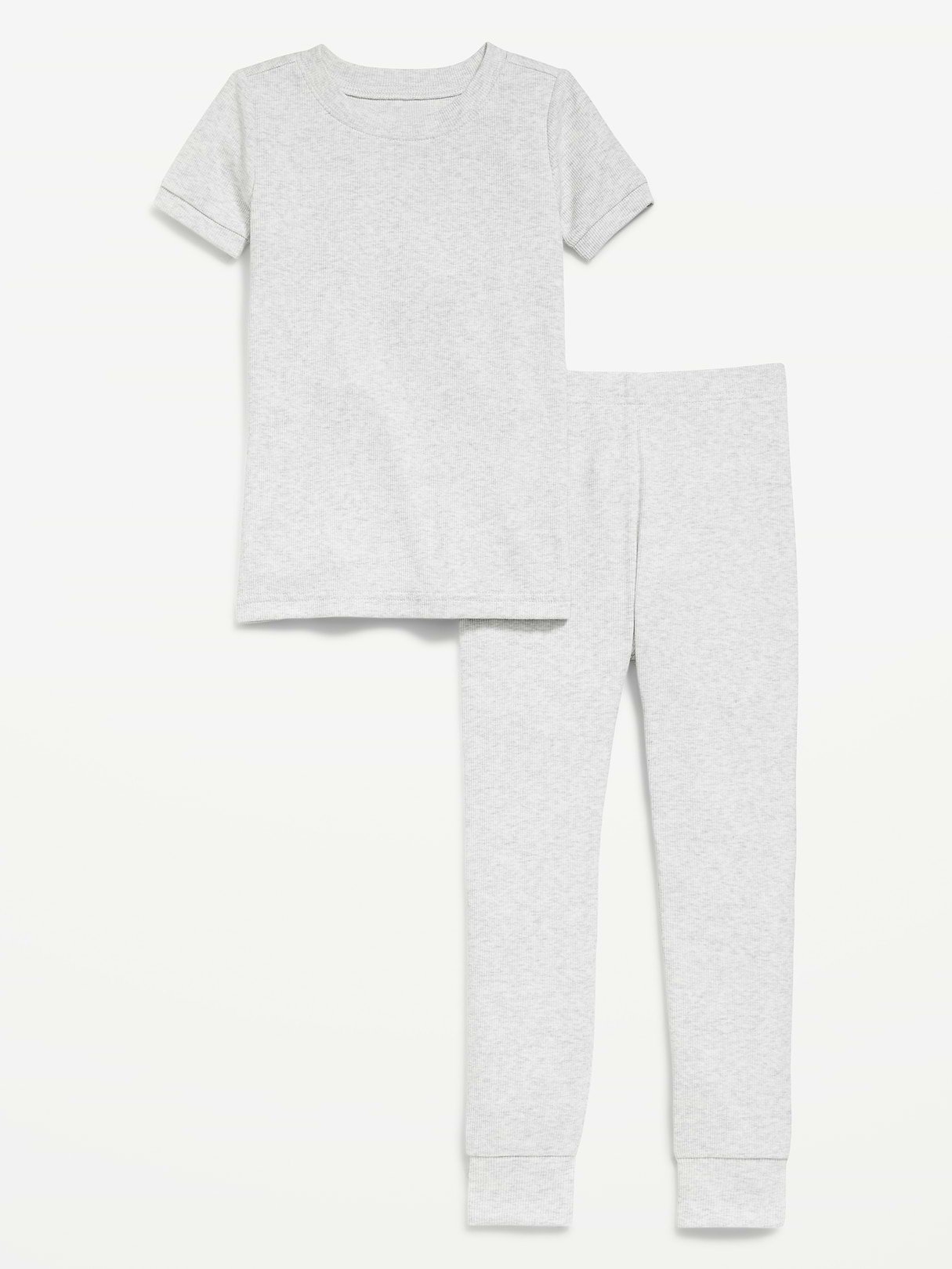 Snug-Fit Ribbed Pajama Set for Toddler & Baby-Light Heather Gray
