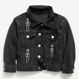 Oversized Unisex Trucker Jean Jacket for Toddler-Washed Black