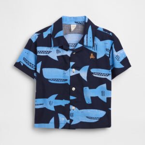 Baby & Toddler Organic Cotton Poplin Print Shirt-Shark