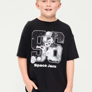 Space Jam™ Oversized Gender-Neutral Graphic T-Shirt for Kids-Black
