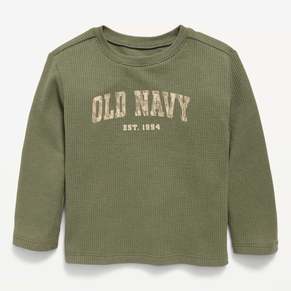 Long-Sleeve Waffle Knit Logo Graphic T-Shirt for Toddler Boys-Alpine Tundra