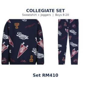 Collegiate Set – Tommy Hilfiger Boys 8-20 Sweatshirt + Joggers (Navy Blazer)