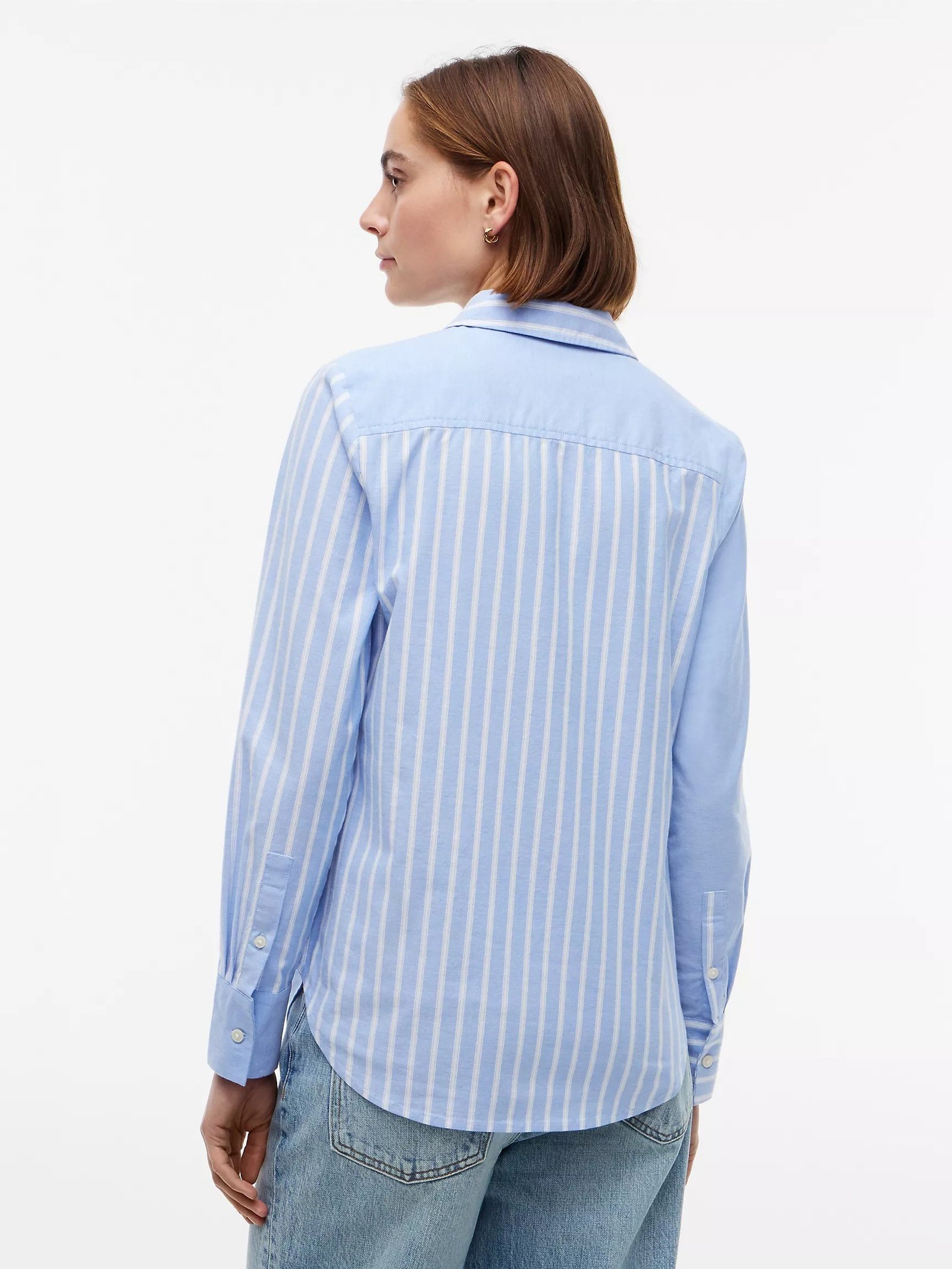 Mixed-Stripe Stretch Oxford Shirt-Blue Spell - Image 3