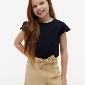 Kids' Lettuce-Trim Sleeve T-Shirt-Navy