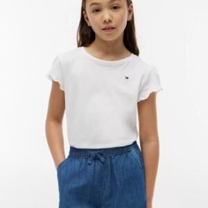 Kids' Lettuce-Trim Sleeve T-Shirt-Optic White