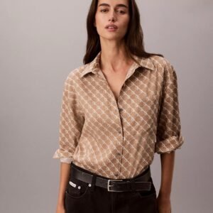Lyocell Stripe Classic Button-Down Shirt-Extended Monogram Amphora Tofu