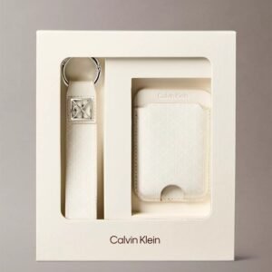 Allover Monogram Key Fob and Card Case-Lily White Aop