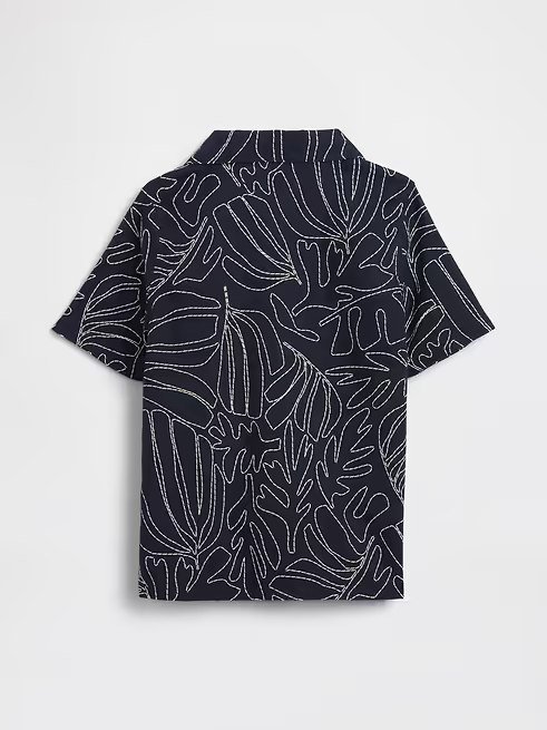 babyGap Brannan Bear Linen-Blend Vacay Shirt-Navy Leaf - Image 3