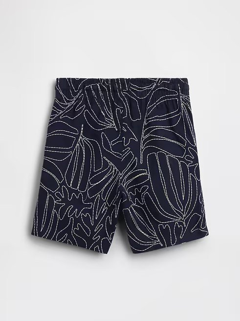 babyGap Pull-On Print Linen-Blend Shorts-Navy Leaf - Image 3