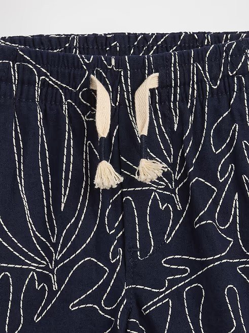 babyGap Pull-On Print Linen-Blend Shorts-Navy Leaf - Image 2