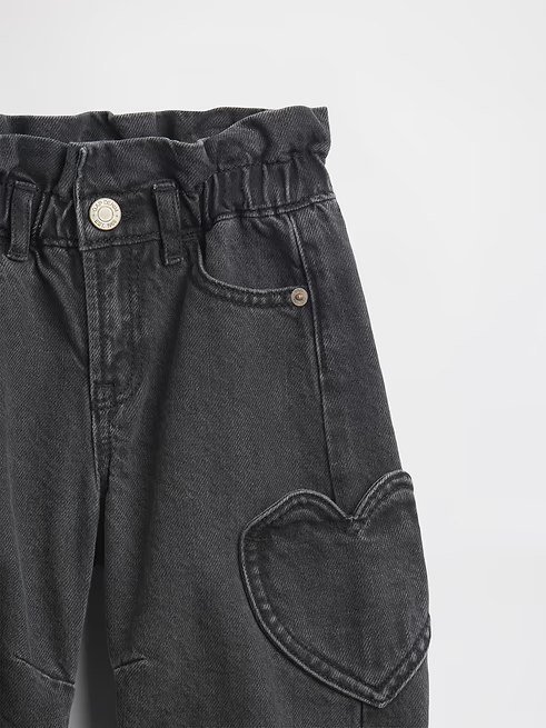 babyGap Paperbag Horseshoe Jeans-Black Wash Hearts - Image 3
