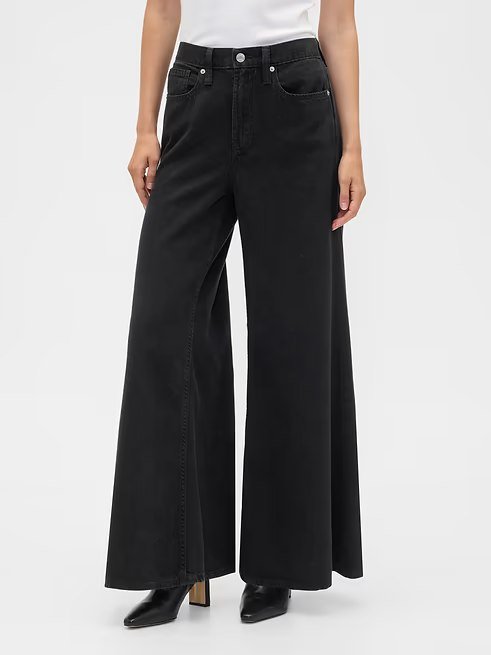 High Rise SuperLight Palazzo Jeans (REGULAR)-Black - Image 2