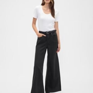 High Rise SuperLight Palazzo Jeans (REGULAR)-Black