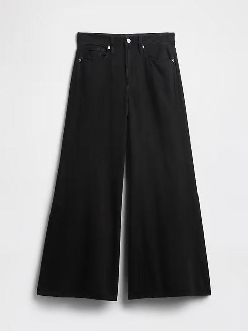 High Rise SuperLight Palazzo Jeans (REGULAR)-Black - Image 5